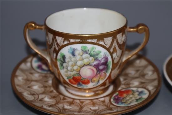 Four Italian porcelain cups and saucers, 19th century, including Doccia, saucers 11 -13.5cm